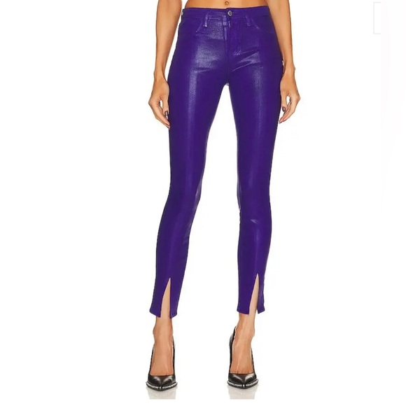 L'AGENCE Denim - L'AGENCE Jyothi Split Ankle Jeans in Dewberry Coated